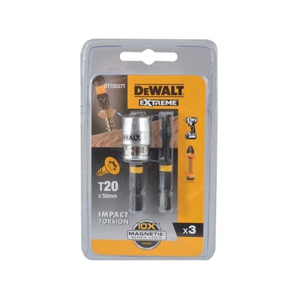 Dewalt Zestaw końcówek wkrętarskich 2xT20/50mm + uchwyt - DT70537T
