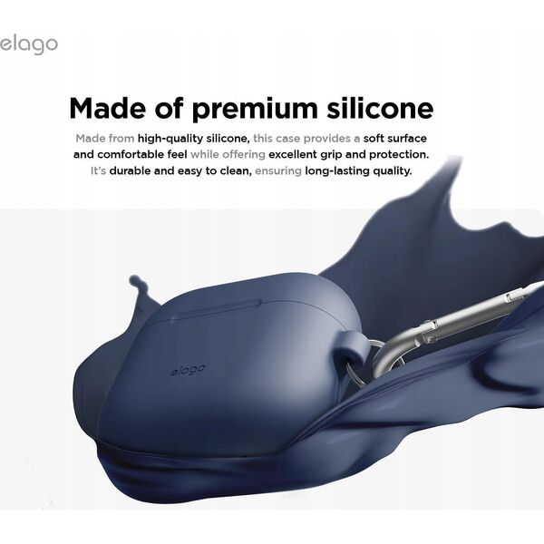 Elago Elago AirPods 4 Hang Silicone Case - etui z karabińczykiem do AirPods 4 granatowe - Gwarancja bezpieczeństwa. Proste raty. Bezpłatna wysyłka od 170 zł.
