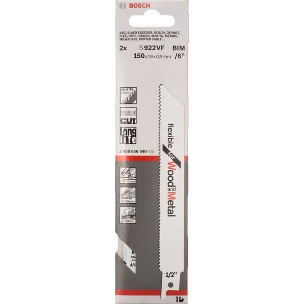 Bosch Saw blades BOSCH S 922 VF Flexible for Wood and Metal, INCLUDED