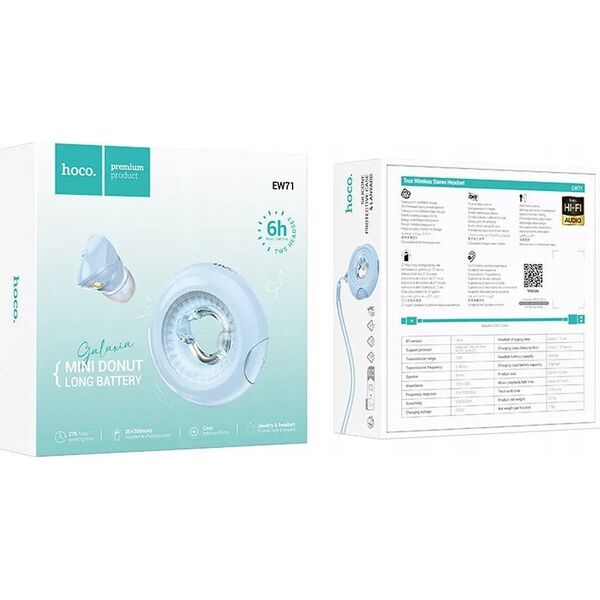 Ακουστικά Hoco Ασύρματα ακουστικά bluetooth HOCO TWS EW71 μπλε 14116930 6942007629164