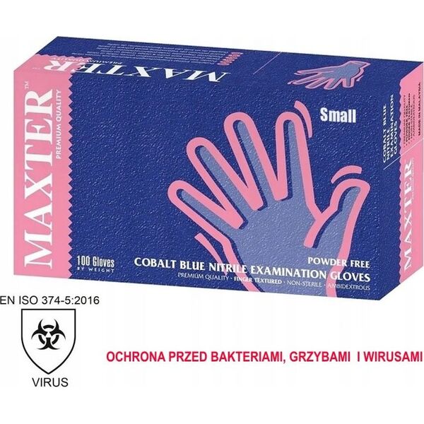 Maxter Rękawice Nitrylowe Cobalt Blue r. S 100 szt.