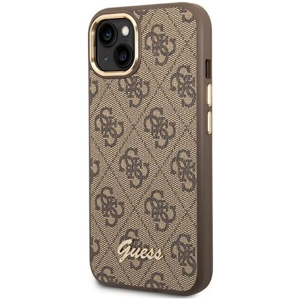 Guess Etui Guess do iPhone 14 6,1" brązowy/brown hard case 4G Vintage Gold Logo