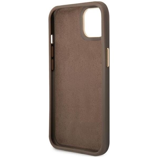 Guess Etui Guess do iPhone 14 6,1" brązowy/brown hard case 4G Vintage Gold Logo