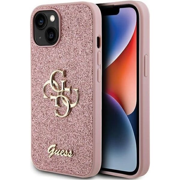 Guess Guess GUHCP15SHG4SGP iPhone 15 6.1" różowy/pink hardcase Glitter Script Big 4G