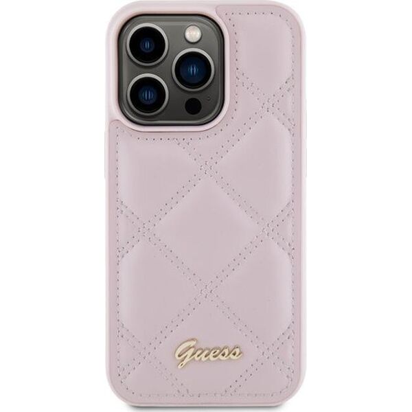 Guess Guess GUHCP15LPSQSQSP iPhone 15 Pro 6.1" różowy/pink hardcase Quilted Metal Logo