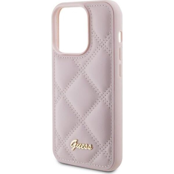 Guess Guess GUHCP15LPSQSQSP iPhone 15 Pro 6.1" różowy/pink hardcase Quilted Metal Logo