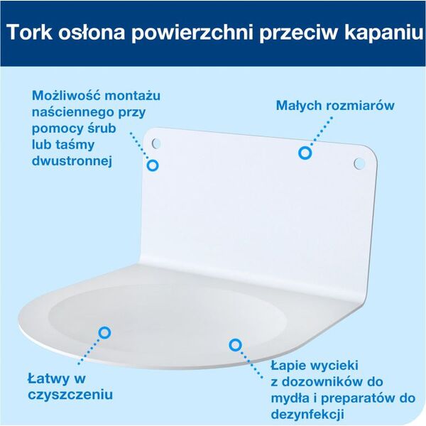 Dozownik do mydła Tork Tork - Osłona przeciw kapaniu do dozowników - Biała