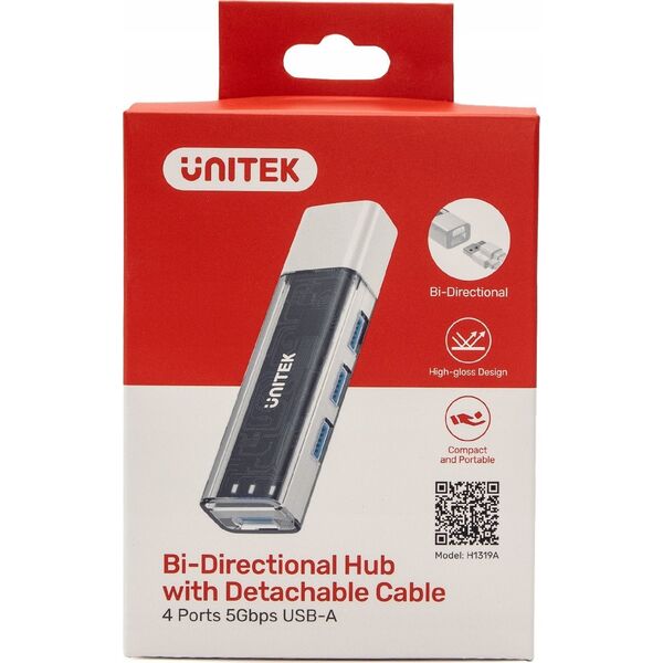 HUB USB Unitek Unitek hub dwukierunkowy USB C/USB A 5Gbps, 4x USB A biały