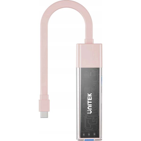 HUB USB Unitek Unitek hub dwukierunkowy USB C/USB A 5Gbps, 4x USB A różowy