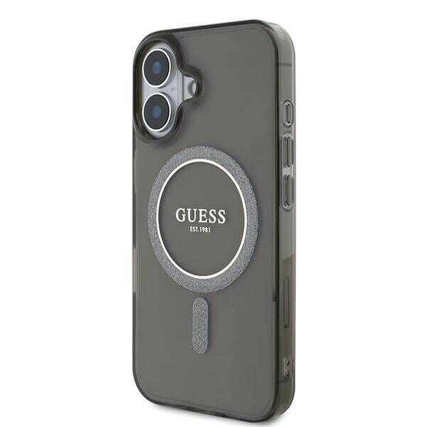 Original Case IPHONE 16 PLUS Guess Hardcase IML Glitter Circle MagSafe (GUHMP16MHFGEREK) black 3666339307417