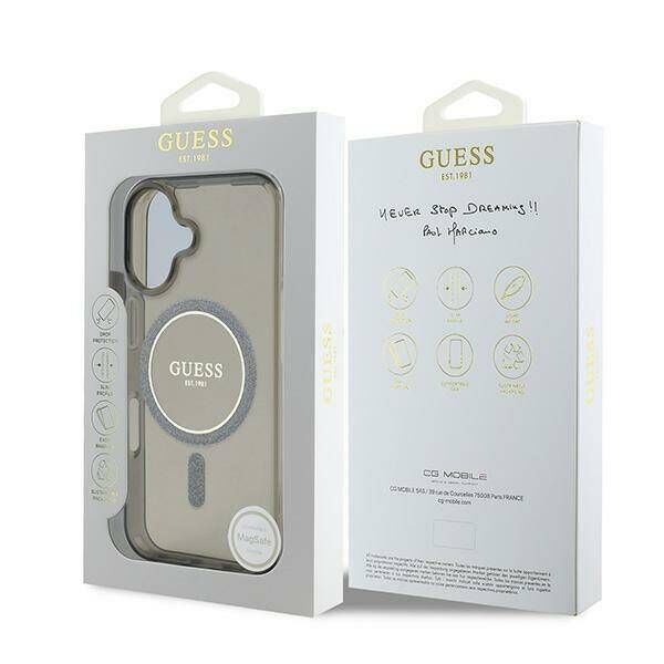 Original Case IPHONE 16 PLUS Guess Hardcase IML Glitter Circle MagSafe (GUHMP16MHFGEREK) black 3666339307417