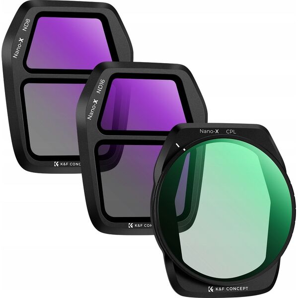 Filtr Kf Zestaw Filtrów 3w1 Polaryzacyjny CPL Szary ND ND8 ND16 do DJI AIR 3S K&F SKU.2341