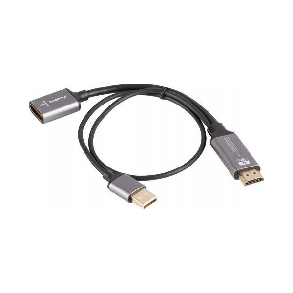 Lanberg Kabel adapter Lanberg HDMI (M) -> Displayport (F) 4K na kablu 20cm srebrny