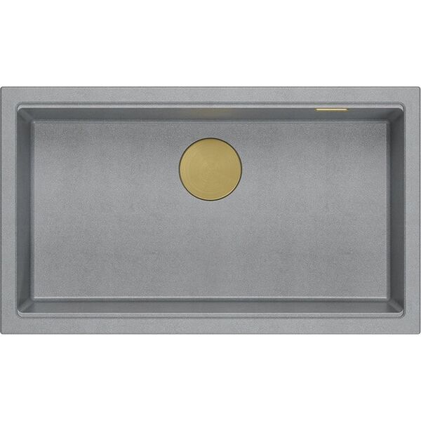 GraniteQ LOGAN 110 νεροχύτης GraniteQ ασημί πέτρινος νεροχύτης 76x44x23,5 cm 1-μπολ σε εσοχή με χειροκίνητο σιφόνι χρυσό 12945711 5905505500107