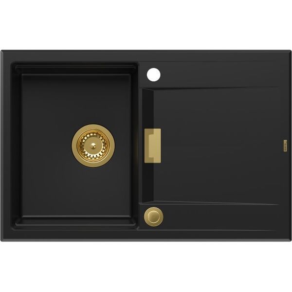 Zlewozmywak Owen OWEN 111 GraniteQ zlewozmywak z syfonem Push 2 Open 1-komorowy z/o (760x500x215| kom. 330x430) pure carbon / elementy złote
