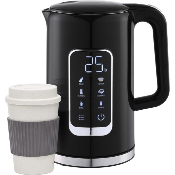 PLATINET CZAJNIK KETTLE LCD DISPLAY 1,7L 5 TEMPERATURE SETTINGS + 450 ML TRAVEL MUG, BLACK [45976]