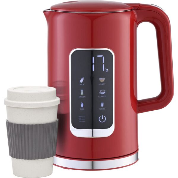 PLATINET CZAJNIK KETTLE LCD DISPLAY 1,7L 5 TEMPERATURE SETTINGS + 450 ML TRAVEL MUG, BURGUND RED [45979]