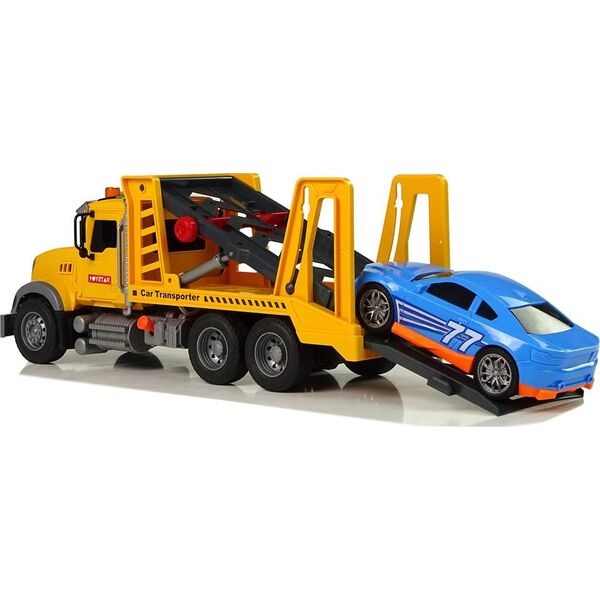 LeanToys Samochód Transportowy Laweta Pomoc Rampa Żółty Dźwięki Światła