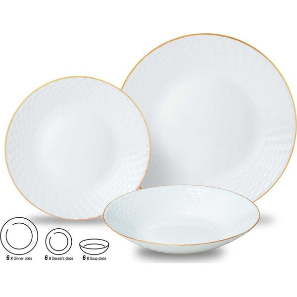 KOMPLET OBIADOWY OPAL DLA 6 OSÓB 18 ELEM. KINGHOFF KH-1876