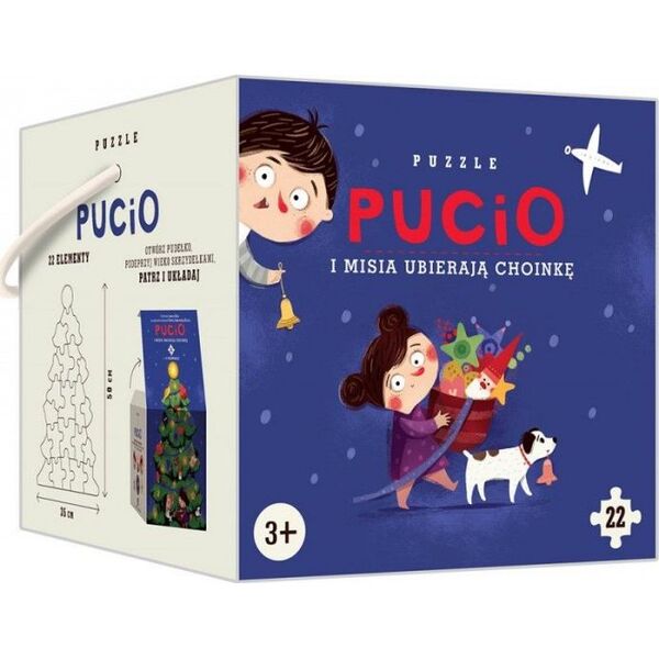 Nasza Księgarnia Pucio i Misia ubierają choinkę. Puzzle zabawka. Nasza księgarnia