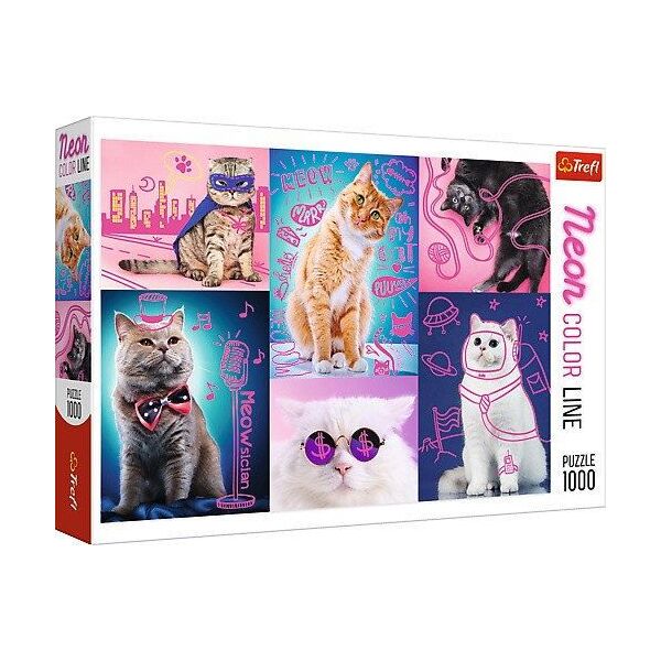 Trefl Puzzle 1000 Neon Color Line - Super cats