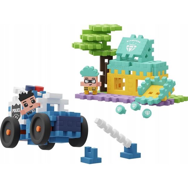 Marioinex Klocki konstrukcyjne Waffle mini - Auto policyjne i sklep jubilerski