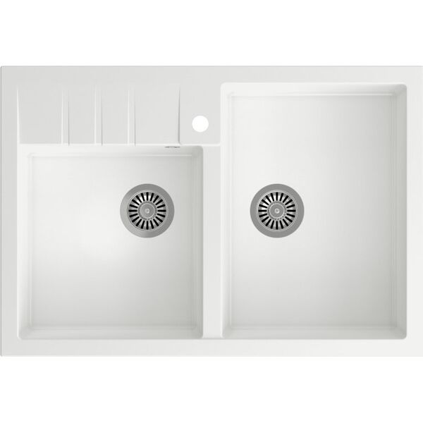 Zlewozmywak Quadron BILL 120 GraniteQ snow white/elementy stalowe