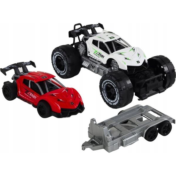 LeanToys Auto Terenowe Białe Laweta Pojazd Sportowy Zestaw