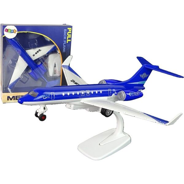 LeanToys Samolot Pasażerski G-650 Napęd Dźwięk Światła Metalowy Niebieski