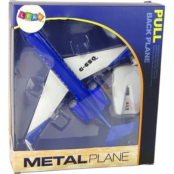 LeanToys Samolot Pasażerski G-650 Napęd Dźwięk Światła Metalowy Niebieski