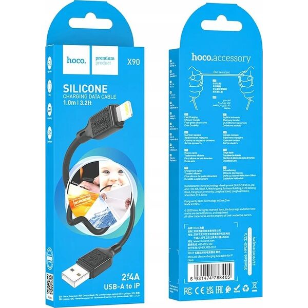 Kabel USB Hoco HOCO kabel USB A do Micro USB 2,4A X90 1 m czarny