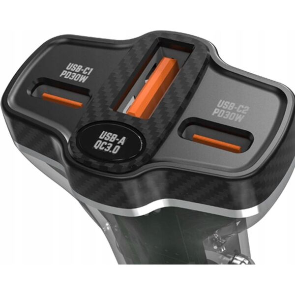 Ładowarka samochodowa Dudao R78 78W USB-C PD / 2xUSB-A QC - czarna