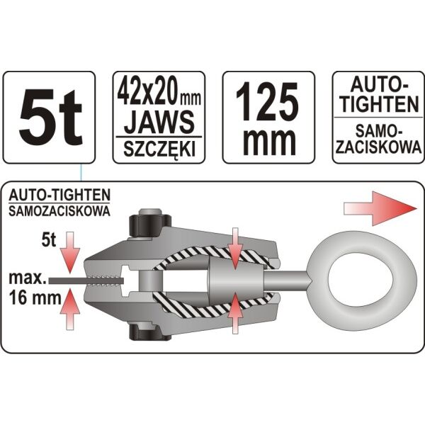 Yato Klamra blacharska samozaciskowa 5t 20x42/125mm S45 (YT-2542)