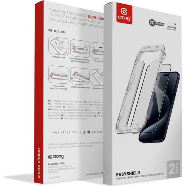 Szkło hartowane Crong EasyShield Apple iPhone 16 Pro [2 PACK]