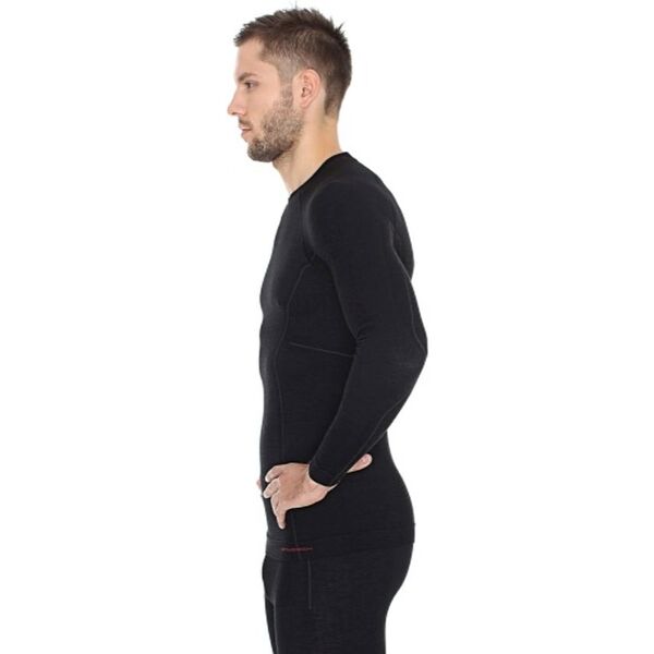Brubeck Koszulka męska z długim rękawem Active Wool czarna r. XXL (LS12820)