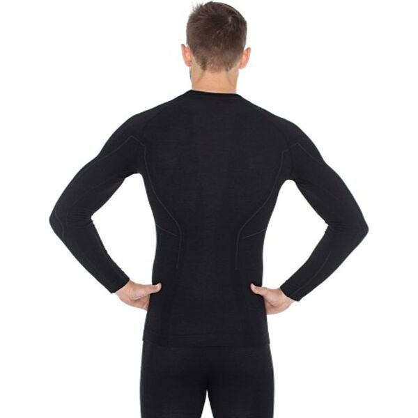 Brubeck Koszulka męska z długim rękawem Active Wool czarna r. XXL (LS12820)