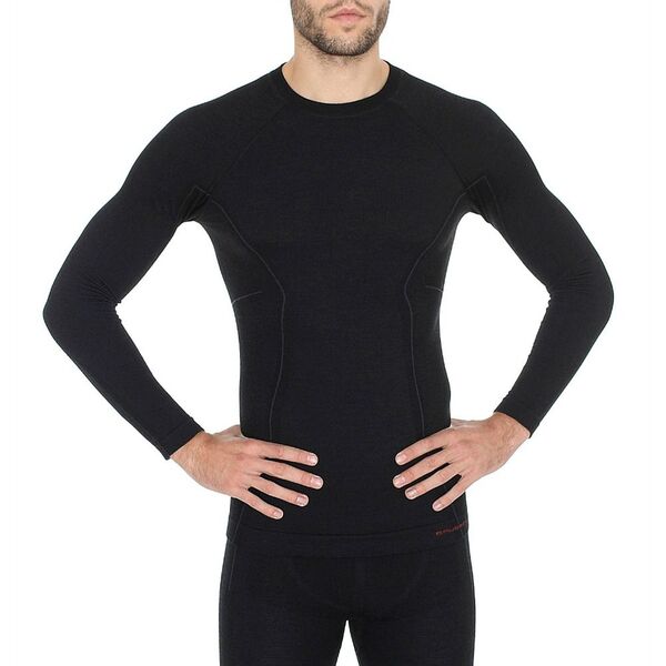 Brubeck Koszulka męska z długim rękawem Active Wool czarna r. XXL (LS12820)