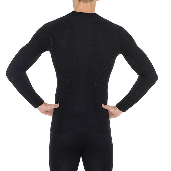 Brubeck Koszulka męska z długim rękawem Active Wool czarna r. XXL (LS12820)