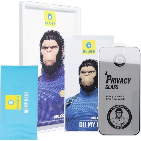 Blueo Szkło Hartowane 5D Mr. Monkey Glass - do Samsung Galaxy S24 Ultra czarny (Strong Privacy)