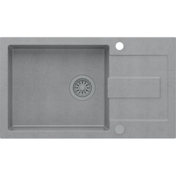 Zlewozmywak GraniteQ CHRISTIAN 136 XL zlewozmywak granitowy 1-komorowy szary (78x45x18,5) z zaślepką i odpływem szarym (komora 45x38 cm)