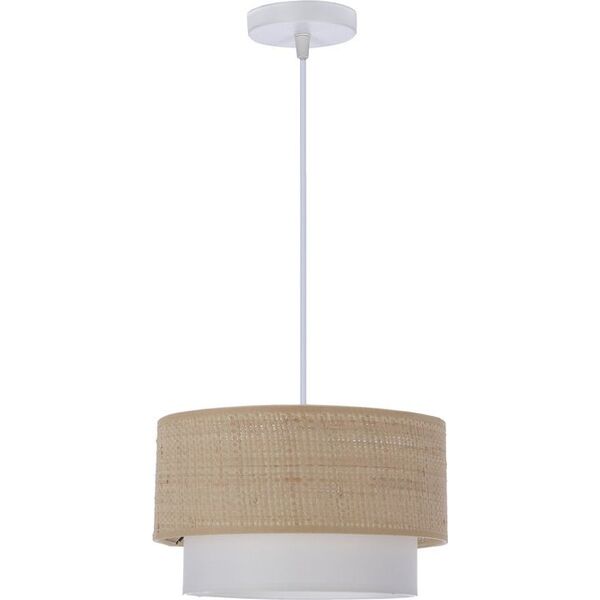 Lampa wisząca Candellux Ritana Lampa Wisząca Biały 1X60 E27 Abażur Beżowy+Biały
