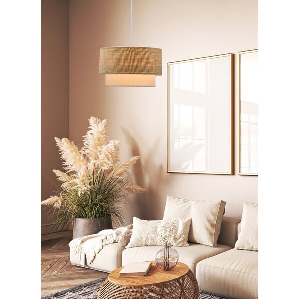 Lampa wisząca Candellux Ritana Lampa Wisząca Biały 1X60 E27 Abażur Beżowy+Biały