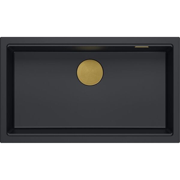Zlewozmywak GraniteQ LOGAN 110 GraniteQ zlewozmywak pure carbon 76x44x23,5 cm 1-komorowy podwieszany z syfonem manualnym złoty