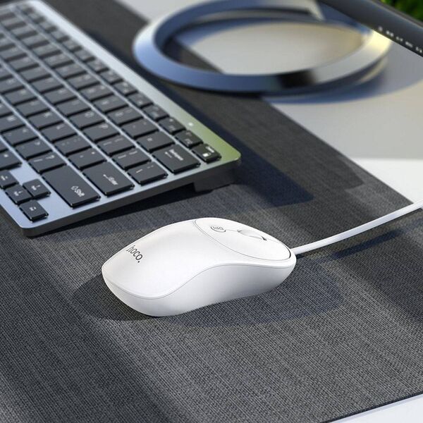 Mysz Hoco HOCO mysz komputerowa przewodowa USB A GM13 1,5 m biała