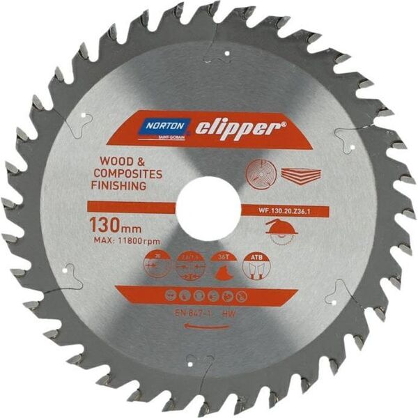 Norton NORTON ΔΙΚΥΛΙΚΟ ΠΡΙΟΝΙ 130mm x 20mm x 36z ΞΥΛΟ ΚΑΙ ΣΥΝΘΕΤΑ ATB (2,6 / 1,6) 13683868 5450248768807