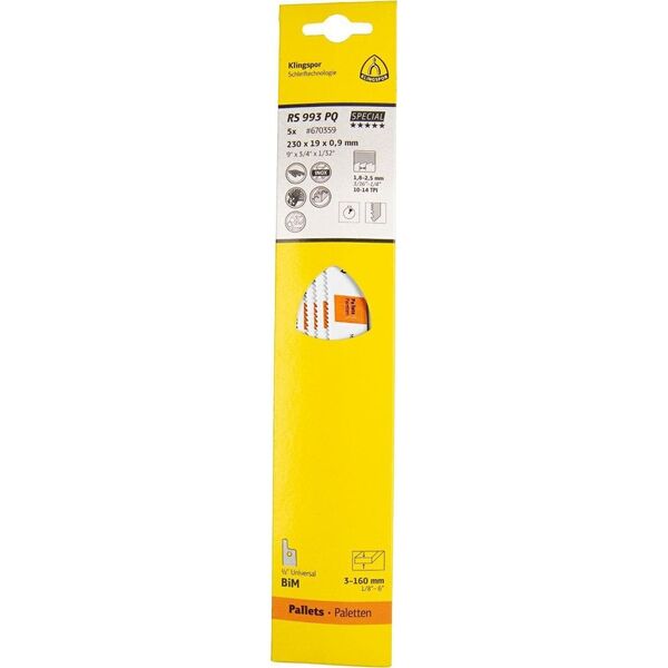 Klingspor KLINGSPOR RECIMER SAW LADE 230x19x0,9mm RS 993 PQ /5 τεμ. 14046391 4014855939985