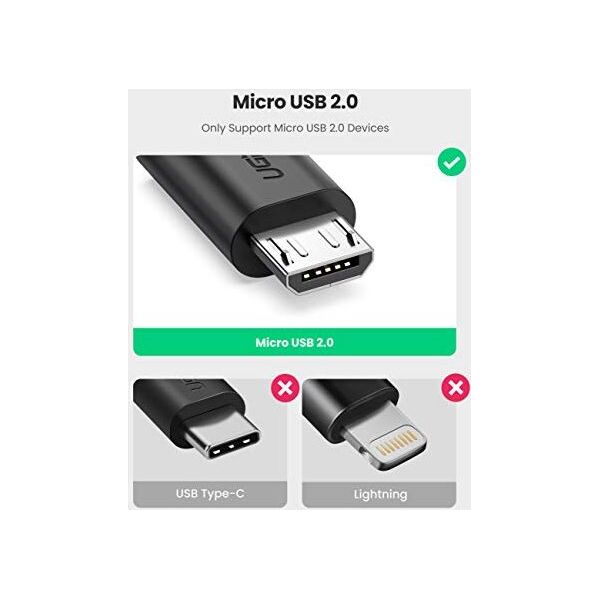 Adapter USB Ugreen microUSB - USB Czarny  (10396)