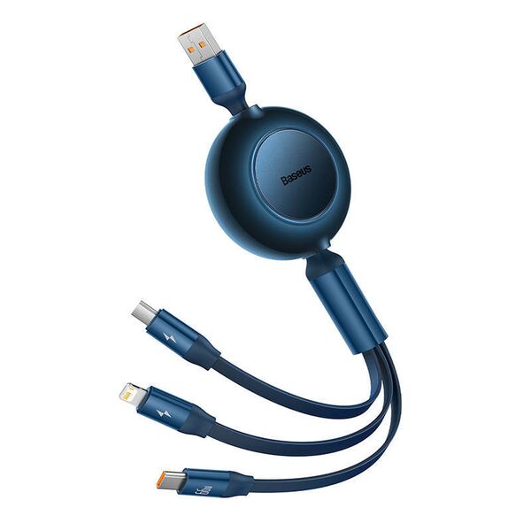 Baseus Bright Mirror 3, USB 3-in-1 cable for micro USB / USB-C / Lightning 66W / 2A 1.1m (Blue) 6932172609108