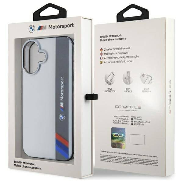 Original Case IPHONE 16 PLUS BMW Hardcase Motosport IML Vertical Stripe (BMHCP16M23HTFEG) gray 3666339325459