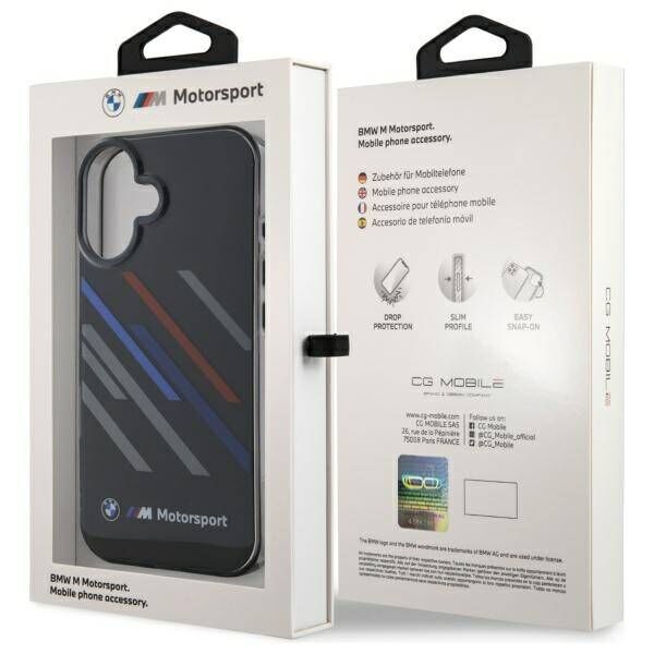 Original Case IPHONE 16 PLUS BMW Hardcase Motosport IML Random Stripes (BMHCP16M23HTRAK) black 3666339325336